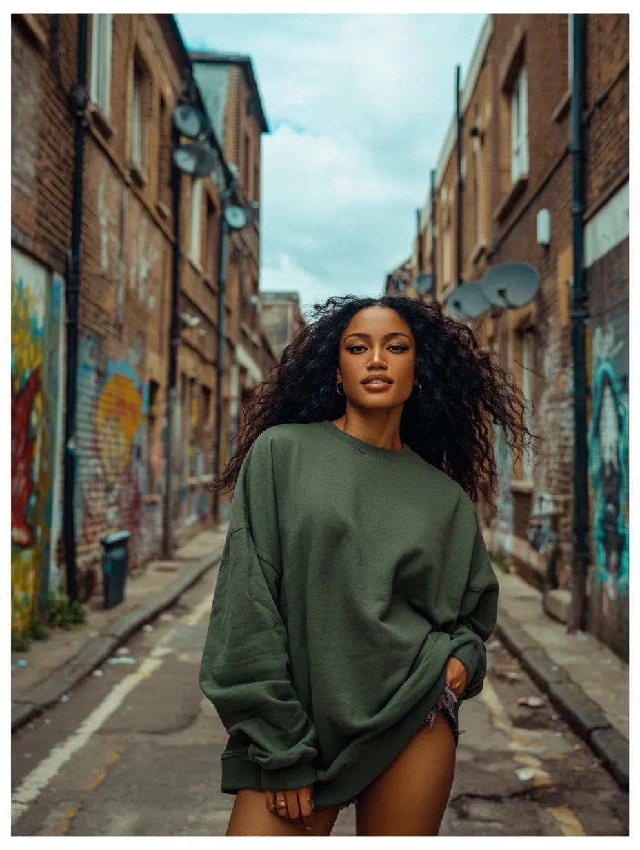 Model wearing Oversized Crewneck