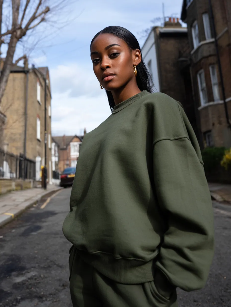 Model wearing Oversized Crewneck