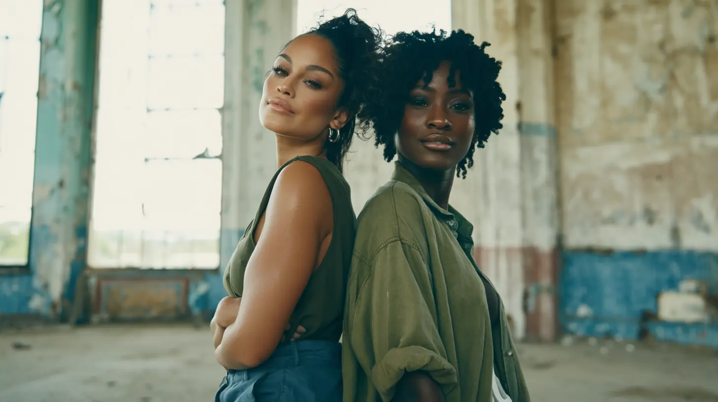 Model in crewneck looking back, moody portrait