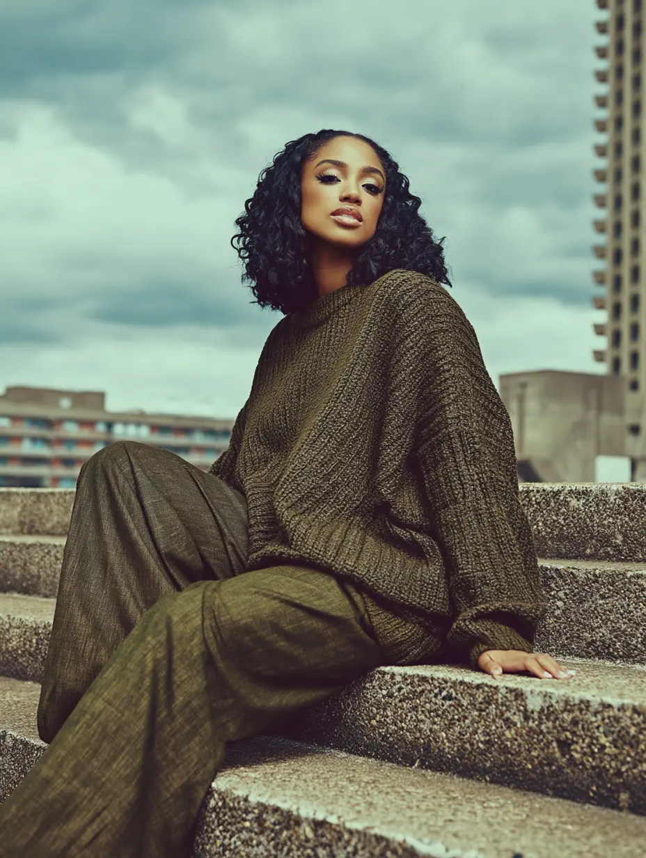 Hoodie and joggers on industrial street